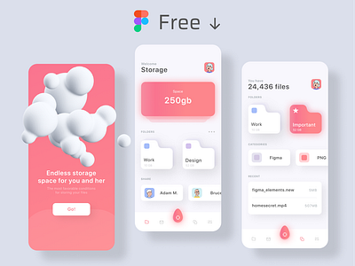 Free Figma UI kit STORAGE CLOUD app app cloud cloud app design figma figmadesign free freebie freebies mobile modern priymak storage storage app ui ui kit ui kits ux