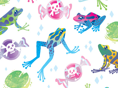 Poison Dart Frogs bright candy frogs illustration kids illustration pattern vibrant
