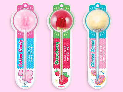 Pom Pom Pens Packaging bright candy colorful kids products packaging packaging design stationery sweet