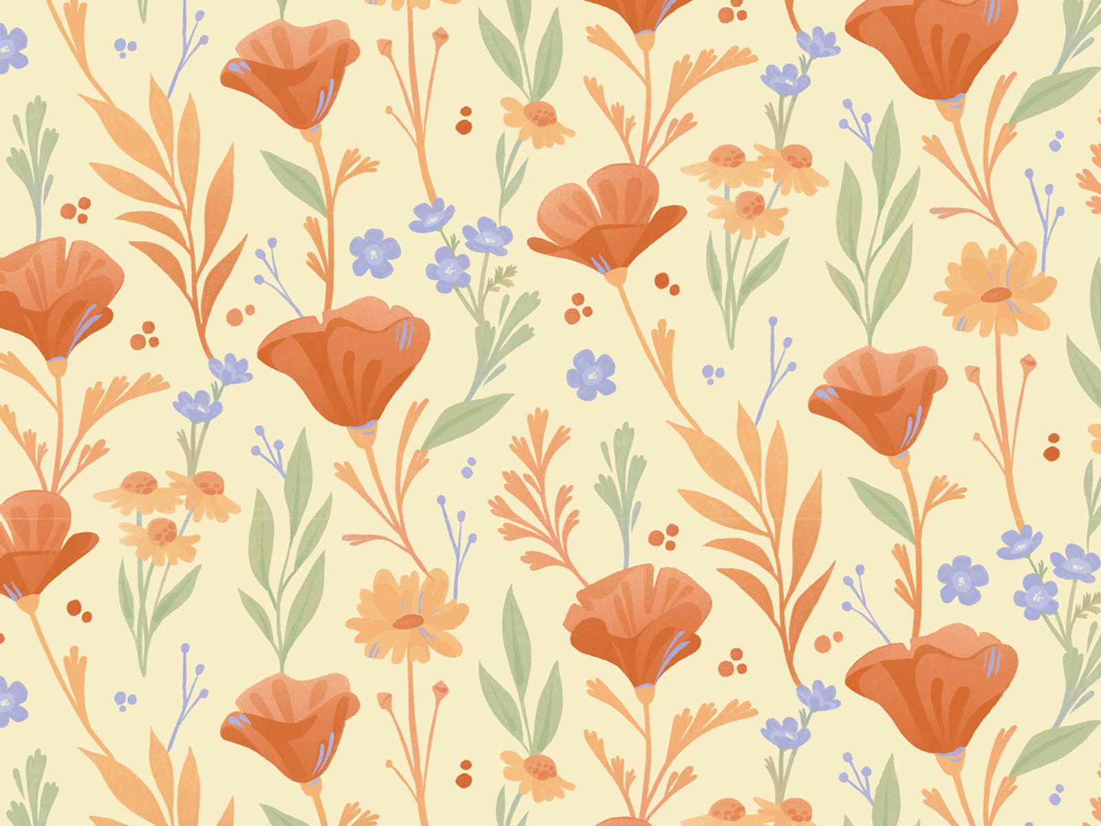 California Poppies Pattern by Audrey Isaacson on Dribbble