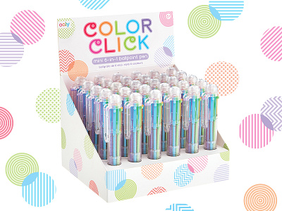 Color Click Display circles colorful display box dots packaging packaging design rainbow retail design stationery