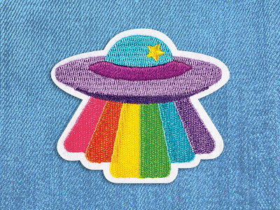 Rainbow UFO Patch bright colorful fun graphic design patch patch design rainbow scifi space textiles ufo