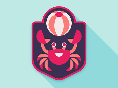 Summer Fun badge beach beachball crab fun logo graphic design icon logo patch summer weekly warmup