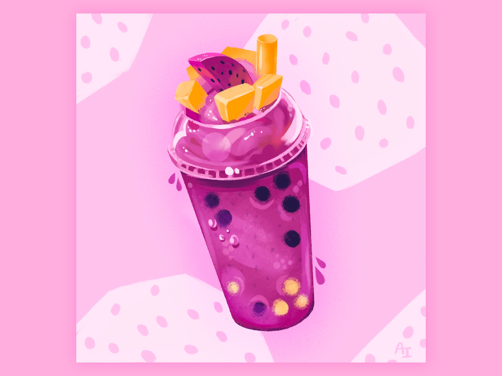 Dragonfruit Boba Smoothie by Audrey Isaacson on Dribbble