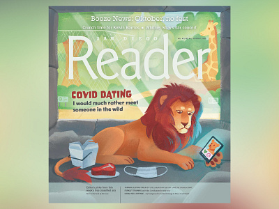 COVID Dating - San Diego Reader coronavirus cover illustration covid 19 editorial illustration illustration lion magazine cover magazine illustration online dating procreate san diego