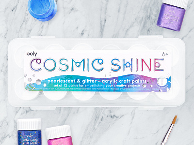 Cosmic Shine art supplies cosmic cosmos galaxy glitter graphic design metallic print packaging packaging design paint paint packaging shine sparkle stationery sticker