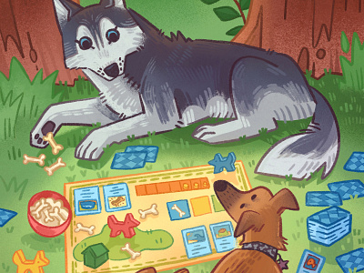 Board Game Dogs animals board game childrens book cute dogs funny husky illustration kid lit art nature procreate tabletop game