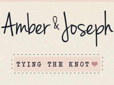 Amber & Joseph Wedding Invitation Close Up cream pink print wedding invite