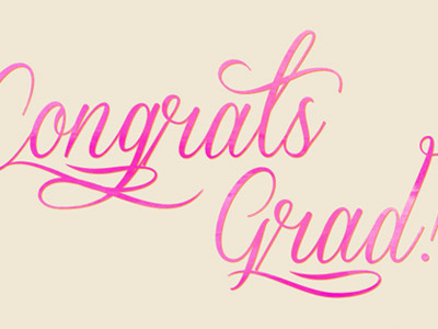 Congrats Grad! graduation announcement neon orange pink