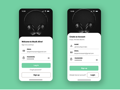 Sign In / Sign Up Mobile UI Design for a Music App dailyuichallenge design tshdailyui ui uidesign