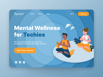 Spaair - Landing Page Design for a Mental Wellness Website dailyuichallenge design illustration landing page uidesign visual design website