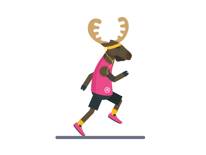 Hello Dribbble after effects animation debut elk illustration moose run run cycle