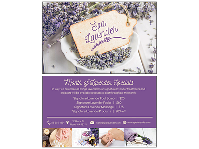 Spa Lavender Promo Card advertising design hospitality marketing print design promotional design spa