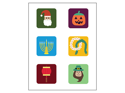 Project: Holiday Icons graphic design icon design icon set illustration student project student work
