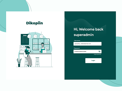 Dikopiin Dashboard Login admin clean design dashboard login page ui design web design