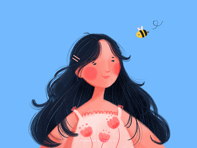 A Girl and the Bee art challenge bee cute illustration drawing drawthisinyourstyle illustration illustration art illustrator