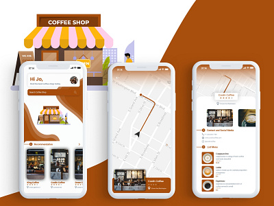 Coffe app app design flat minimal ui ux