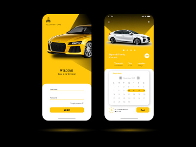 Yellow Rent Car App app art design flat minimal rentcar rentcarapp ui ux yellowrentcar