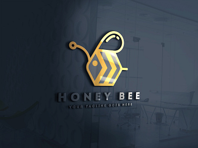 Honey Bee Logo Design bee blue brand brand design brand dw branding business comapny eye catchy graphic design logo professional logo yellow logo