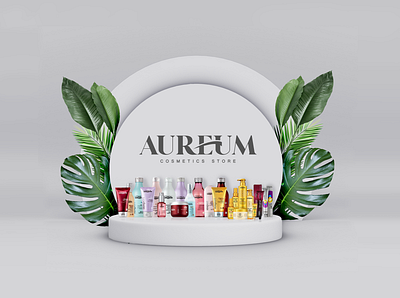 AUREUM Cosmetic Store or Retail template design brand identity branding branding design cosmetic mockup cosmetic packaging cosmetics design event branding minimal minimalism minimalistic nature procuct showcase template design templatedesign typography