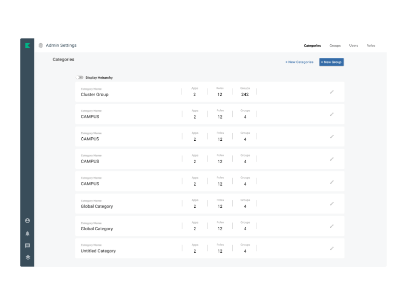 KIS Categories ui ux