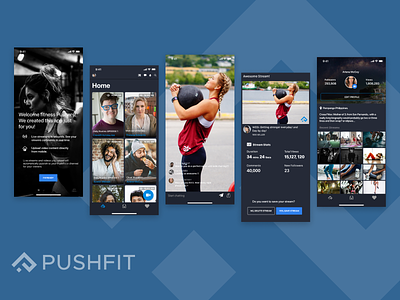 Pushfit Mobile App: Stream Your Fitness branding ui ux