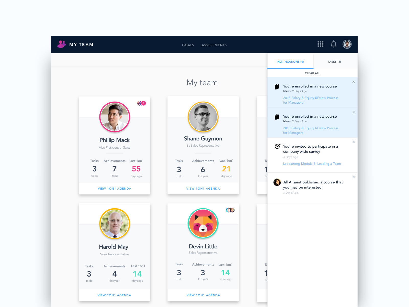 Employee Dashboard with Notifications and Task Drawer by Aaron Uyehara ...