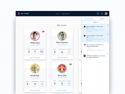 Employee Dashboard with Notifications and Task Drawer