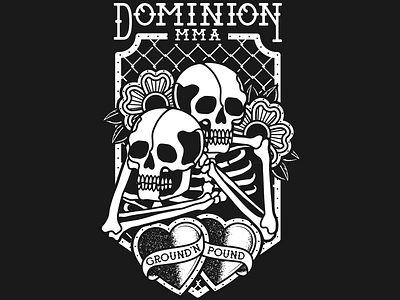Dominion MMA Skeletons gym illustration mma skeletons tattoo traditional