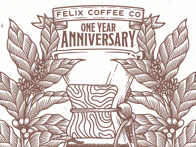 Felix Coffee Co. One Year banner chemex coffee floral illustration plants