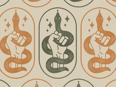 Join Us badge fist hand illustration snake