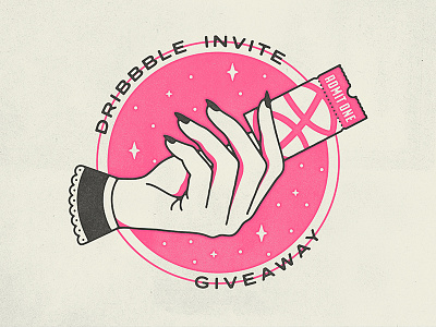 Dribbble Invite Giveaway dribbble giveaway hand illustration invite ticket
