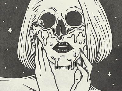 Melty Face dark hands illustration melting skull space stars woman