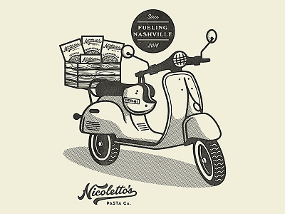 Nicoletto's Pasta Co. - Vespa halftone merchandise nashville nicolettos pasta texture vespa