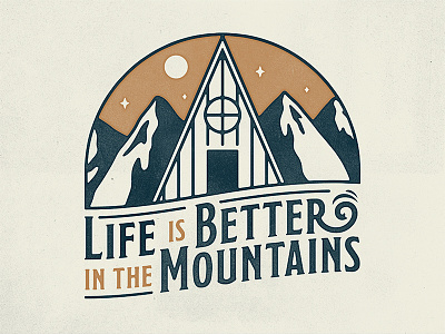 Life is Better in the Mountains - Logo a frame badge branding cabin identity logo mountains realtor realty stars