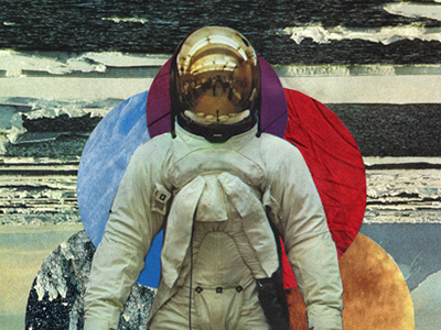 Spaceman astronaut collage handmade spaceman