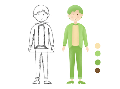 Peter - Character drawing test on Procreate boy character drawing green hand drawn human man procreate vector