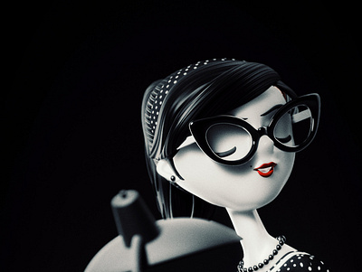 50's secretary 3d cartoon character characterdesign illustration secretary