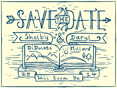 Save The Date bow hand drawn illustration ribbon save the date stuff type typography vector