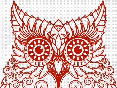 Owl Complete diamond feathers illustration owl paper red shapes swirls tattoo vector