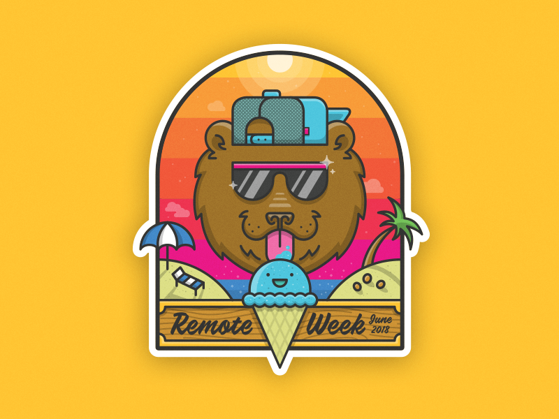 Summer Bear Sticker yolo wood hat sunglasses beach 80s ice cream bear summer sticker