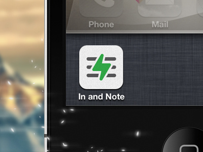 In and Note app branding evernote devcup grain green icon illustrator ios lightning logo mark minimal noise note pen texture vector