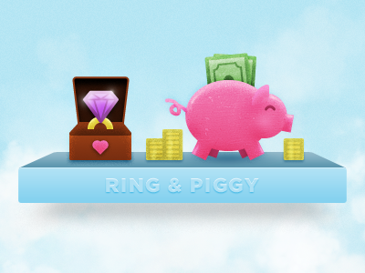 Ring & Piggy coins heart hover illustration infographic money noise piggy bank ring texture