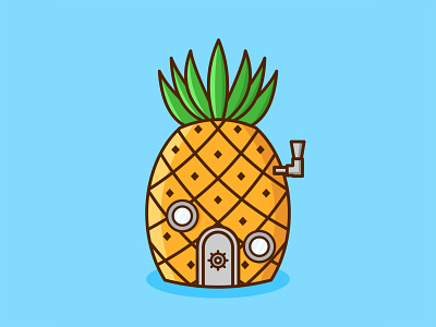 spongebob home design flat illustration logo vector