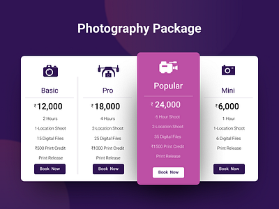 Pricing Page - UI #002 clean design photograhy pricing page ui