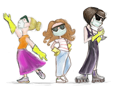 ladies ladies ladies drawing fashion funky funny illustration