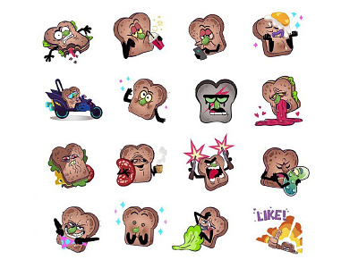 Bully Bread animation art bread breakfast ch character design funny graphic design illustration imessege stikers vector