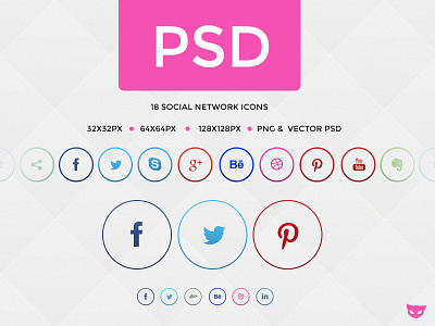 Rings - Social Network Buttons in Circle PSD freebie