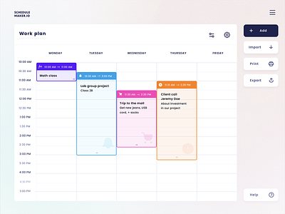 Schedule UI design schedule ui week plan