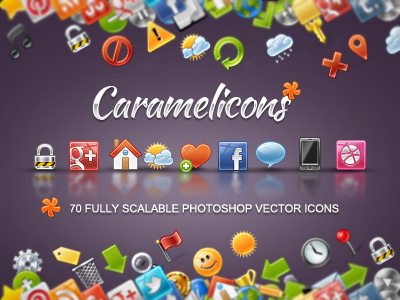 Caramelicons candy caramel color facebook google icons modern pretty vector web